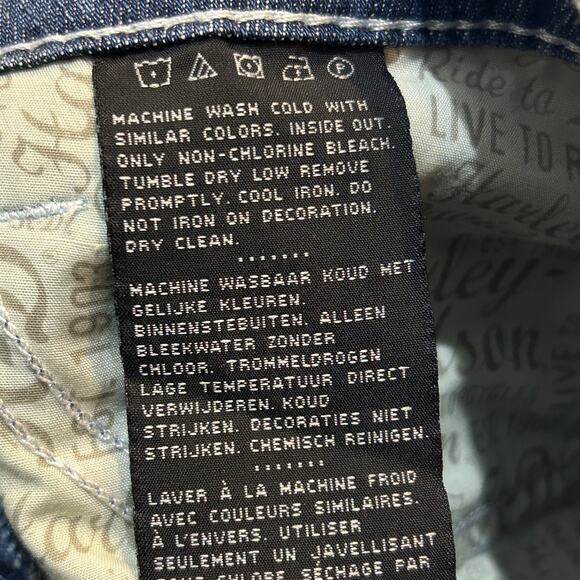 New Harley Davidson Low Rise Distressed Boot Cut Jeans Women 8 NWOT Pockets - Picture 10 of 11